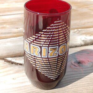 RUBY Red Arizona Glass with state bird Cactus Wren